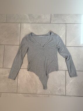 Abercrombie and Fitch Grey Long Sleeve Bodysuit